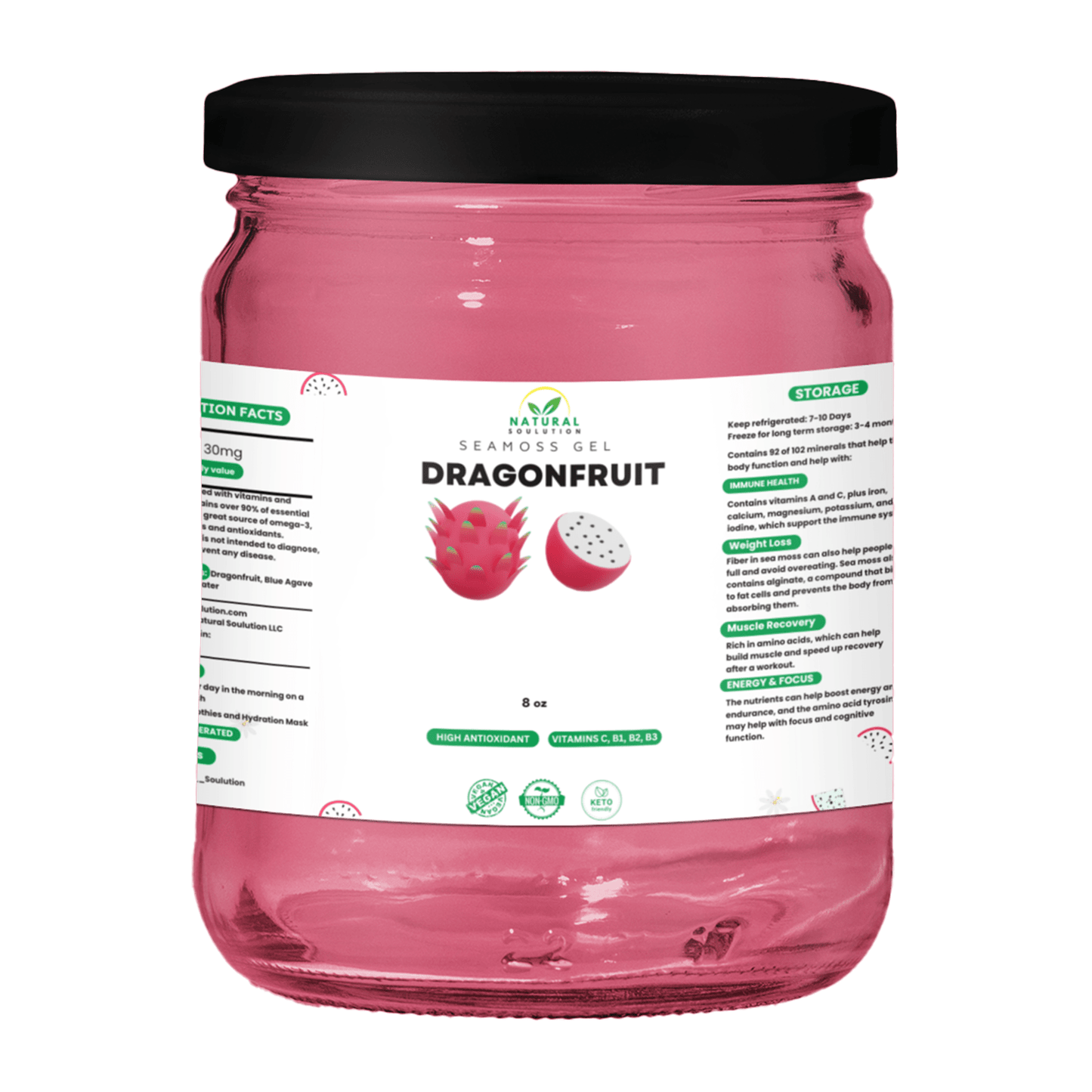 Dragonfruit Sea Moss Gel 8oz - NaturalSoulution
