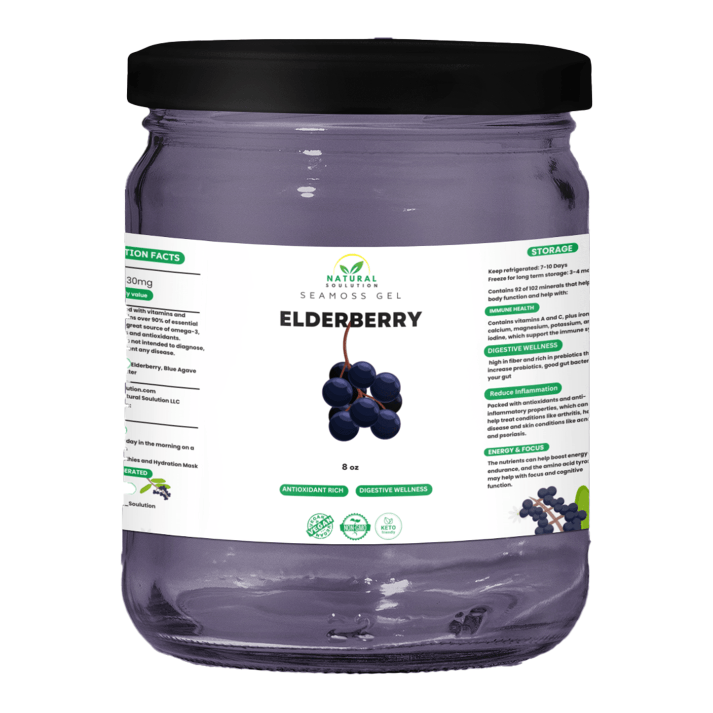 Elderberry Sea Moss Gel 8oz - NaturalSoulution