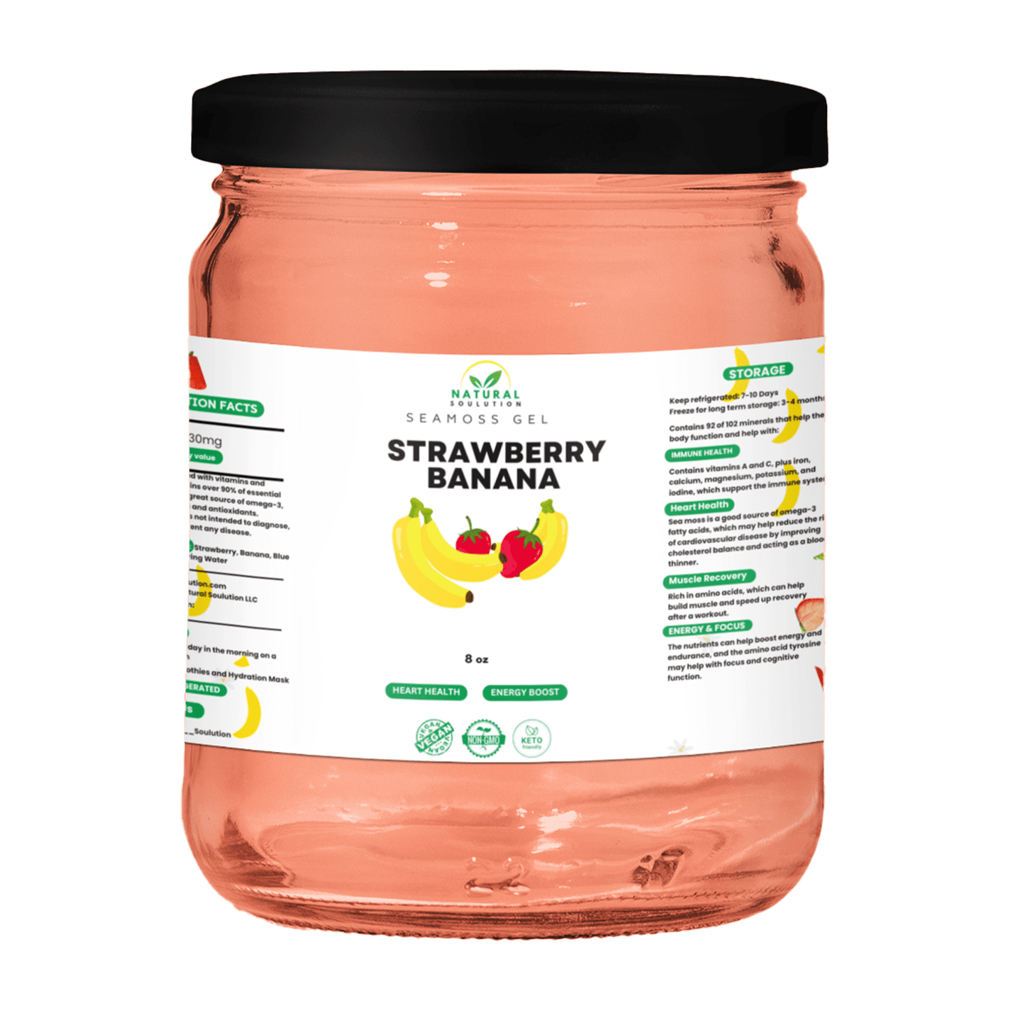 Strawberry Banana Sea Moss Gel 8 oz - NaturalSoulution