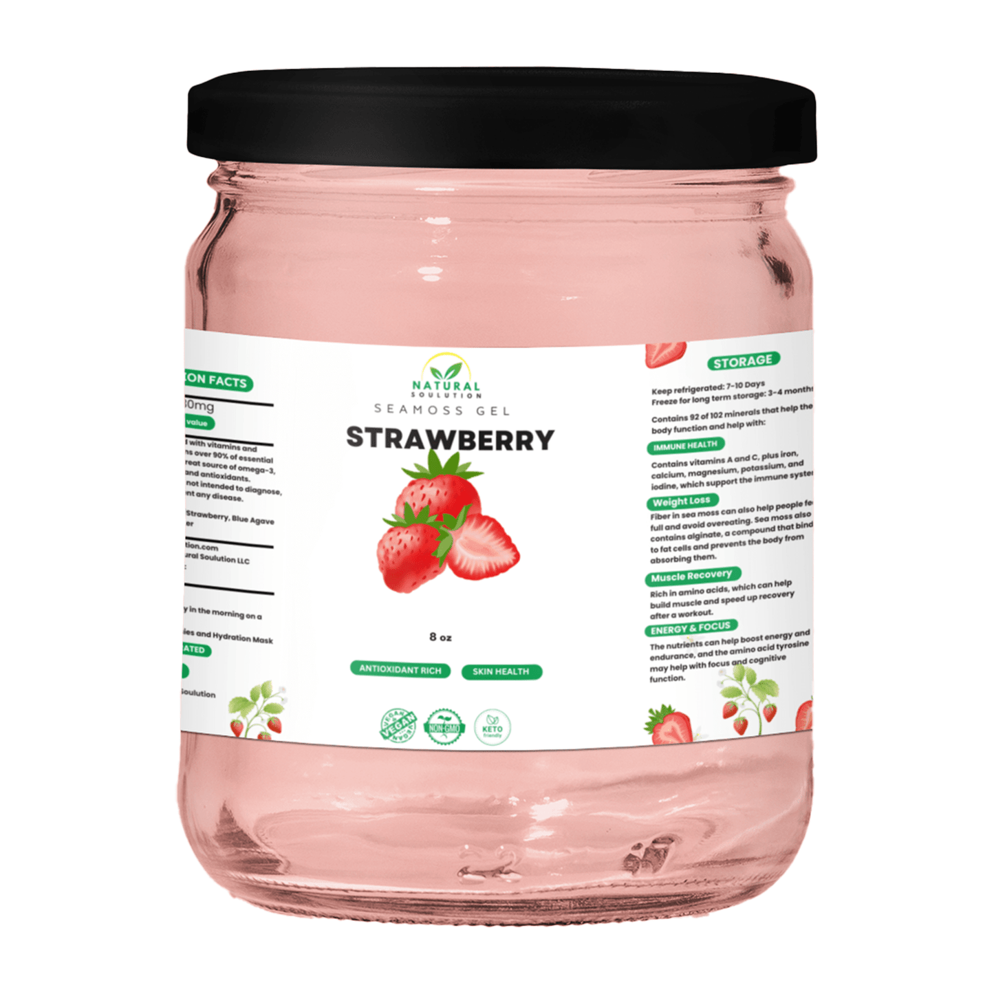 Strawberry Sea Moss Gel 8 oz - NaturalSoulution