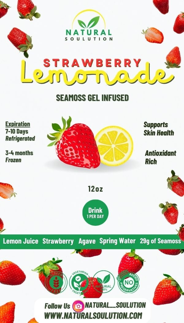 Strawberry Sea Moss Gel lemonade 12 oz