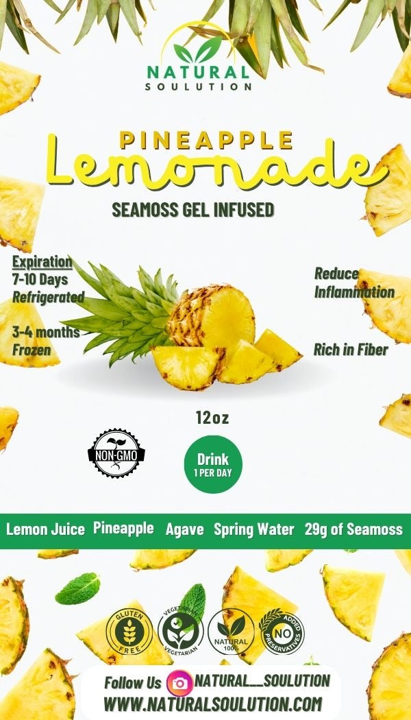 Pineapple Sea Moss Gel lemonade 12 oz