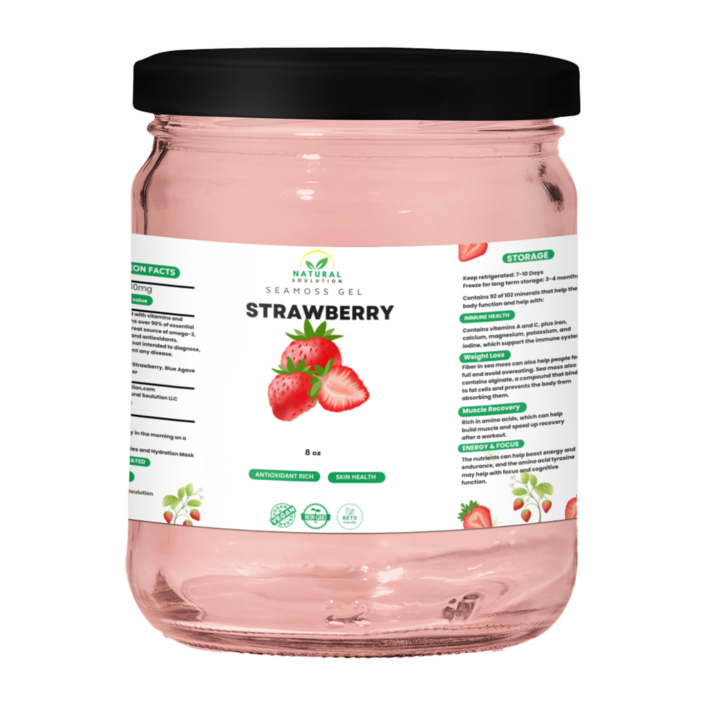 Strawberry Sea Moss Gel 8 oz