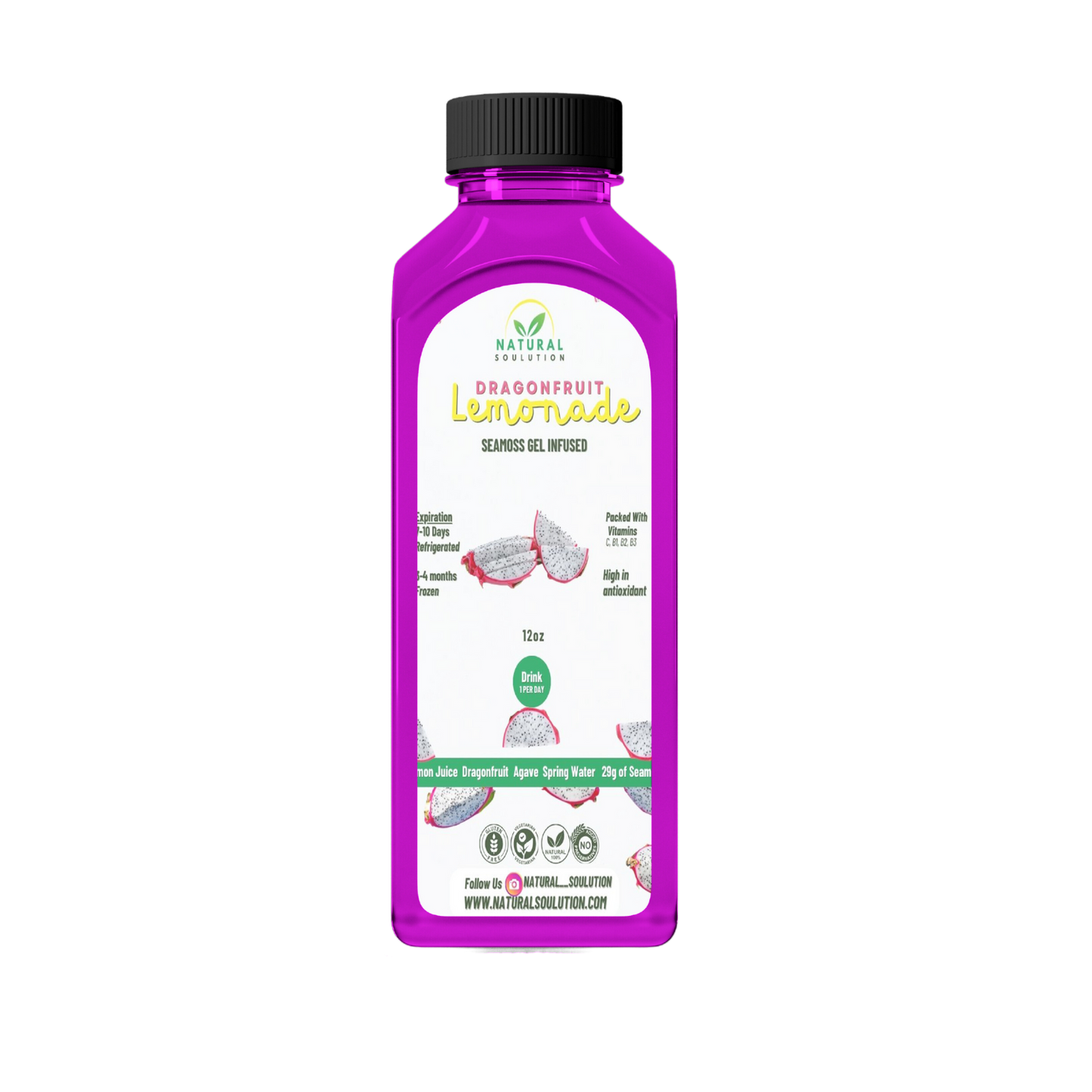 Dragonfruit Sea Moss Gel lemonade 12 oz