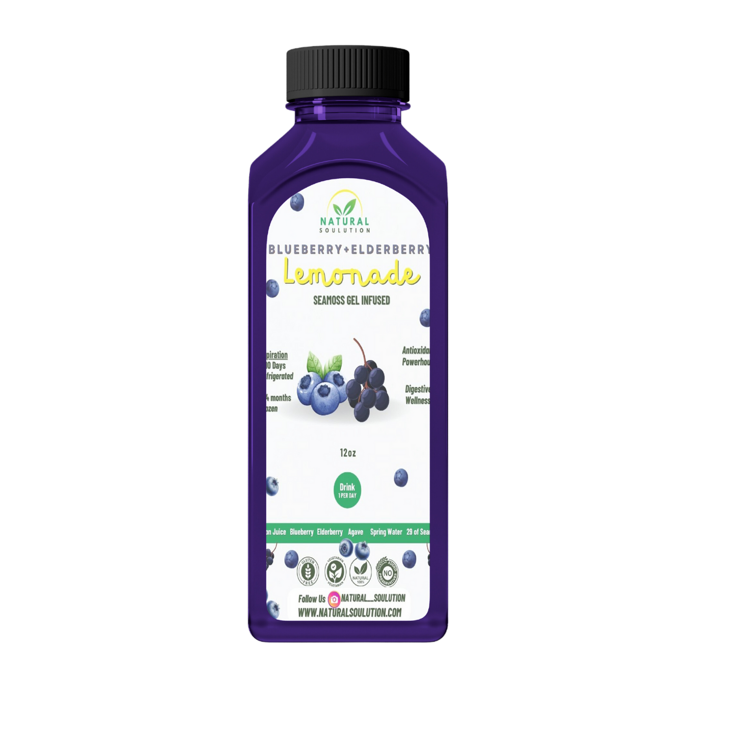 Blueberry+Elderberry Sea Moss Gel lemonade 12 oz