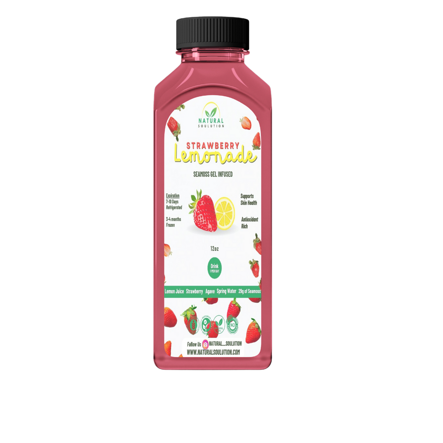 Strawberry Sea Moss Gel lemonade 12 oz